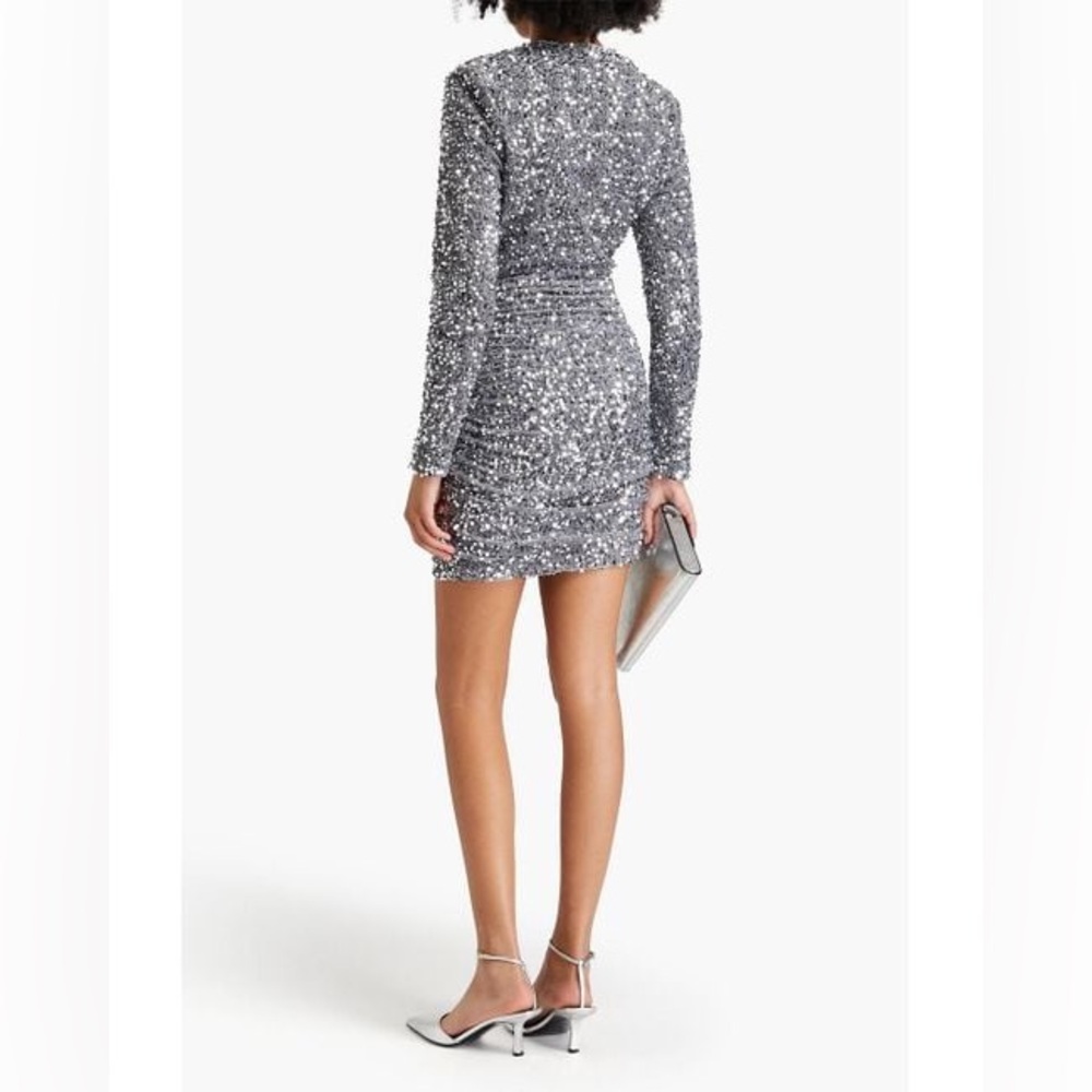 Maje Sequin Plunge Long Sleeve Dress Never worn Size 40